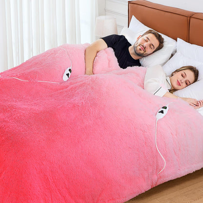 Heated Electric Blanket Throw,Warm Winter Birthday Gifts for Women Her Grandma-Faux Fur with Soft Sherpa,10 Heat Settings,5 Time Settings with Fast Heating, 50x60, Rainbow