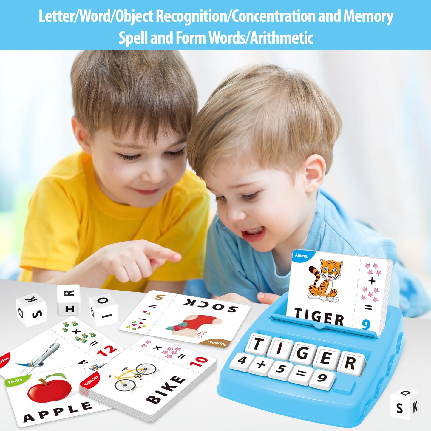 Yolscue Montessori Matching Letter Games,Educational Toys for 3-8 Year Olds Boys Girls,Alphabet Learning Toys for Kids Ages 3-8 Years,Birthday Party Gifts for 3-8 Year Olds Boys Girls(Blue)
