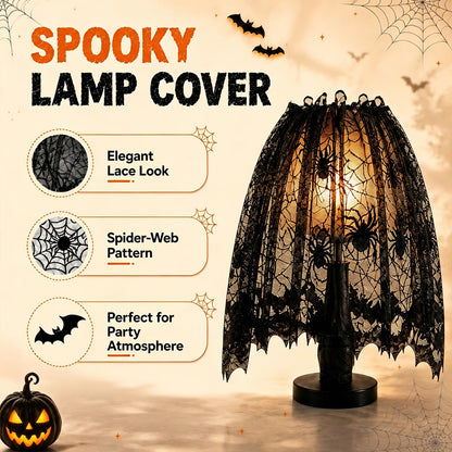 8Pack Halloween Decorations Indoor Halloween Decor, Spider Web Table Cloth/Black Lace Table Runner, Fireplace Mantel Scarf, Cobweb Lampshade with 3D Bat Wall Stickers, Halloween Spooky Home Decor.
