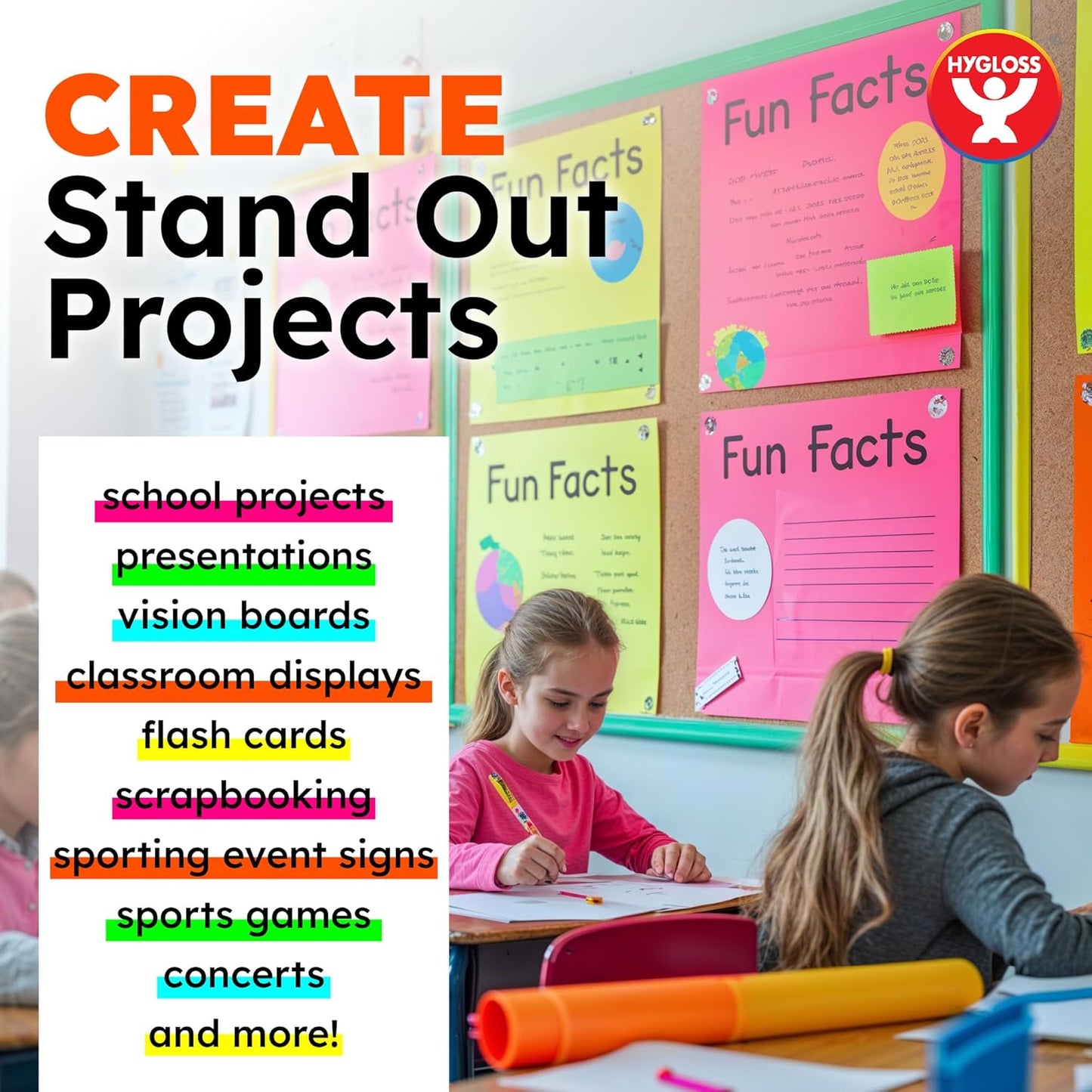 Hygloss Large Poster Board 22x28 - 25 Neon Yellow Single Color Poster Boards Bulk Pack - 10 Pt. Thickness Colored Poster Board Paper for Projects, Signs, Displays - Posterboard Multipack 22" x 28"