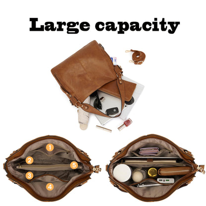 TOVAXY Women's Hobo Handbags Crossbody Bags Ladies Tote Shoulder Bags Purses and Wallet Set 2pcs
