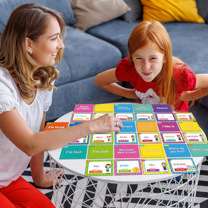 100Pcs Korean Conversational Phrase Flash Cards Korean Learning Beginner Sayings for Travel, Memory, Quick Reference Educational Bilingual Language Learning Resource Tool for Adults School Classroom
