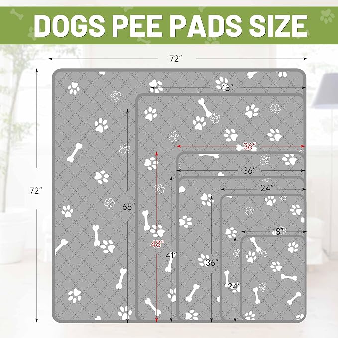 PatiencET Washable Pee Pads for Dogs, 36" x 48" 2 Pack, Extra Large Reusable Puppy Pads with Super Absorbent Core & Non-Slip Waterproof Bottom for Playpens, Sofas & Beds