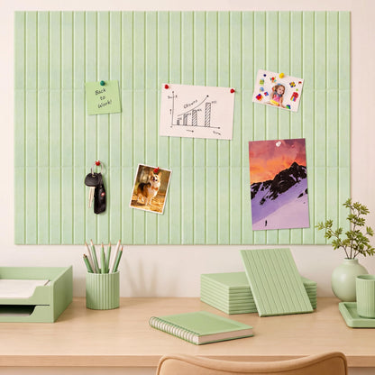 Honoson 12 Pack 48"x 36" Large Cork Board Alternative Felt Bulletin Board Wall Tiles with Safe Square Adhesive Roll Cork Tiles for Walls Home Office Classroom Back to School Pin Panels(Sage Green)