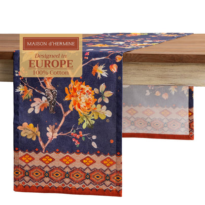 Maison d' Hermine Table Runner 100% Cotton Single Layer Table Runners 108 inches Long for Thanksgiving Christmas Decorations Home Kitchen Dining Party Wedding (Kelim - Infinity, 14.5" x 108")