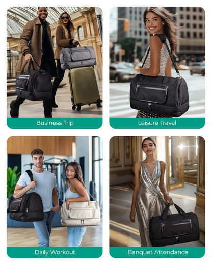 BAGSMART Garment Bags for Travel, Convertible Travel Garment Duffle Bag Suit Bags for Women, 2 in 1 Garment Bags with Shoe Compartment, Beige