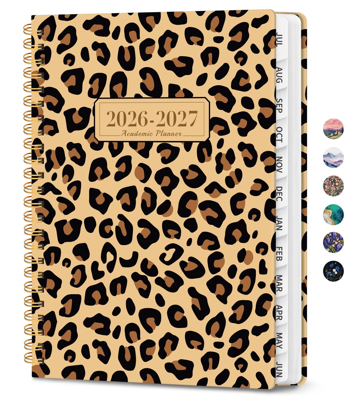 Planner 2026-2027, Monthly and Weekly Academic Planner July 2026 - June 2027, Hardcover Student Teacher Planning Agenda Calendar Book with Tabs, Perfect for Office School Supplies, A5 (6.3" x 8.5") - Leopard