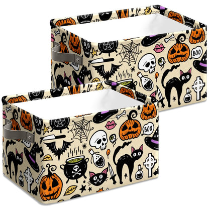 Andemie Halloween Basket with Handles Spooky Boo Basket Stuffers for Women Girls Boyfriend Mens Large Collapsible Storage Container for Shelves Home Office Toys