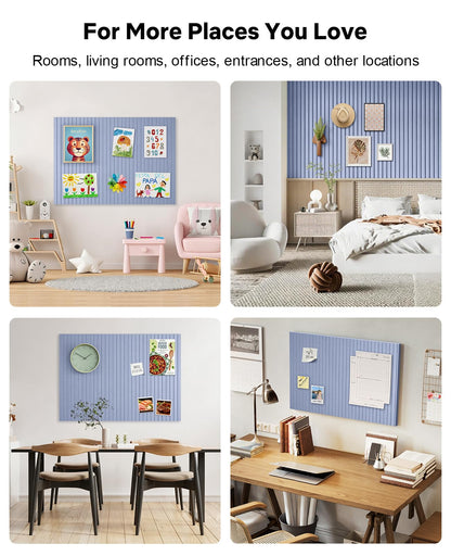 48" x 36" Large Cork Bulletin Board Tiles, Peel and Stick Felt Wall Panels for Vision, Message Center, Picture and Prayer Board for Office, Dorm, Room and Desk Decor(Soft Periwinkle)