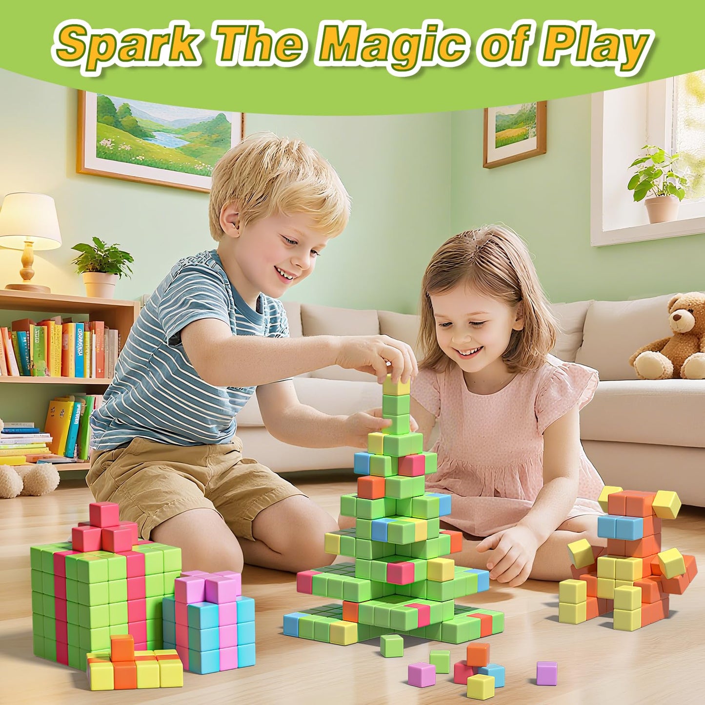 Apluses Magnetic Blocks for Toddlers Toys, Magnetic Building Cubes Toy for Sensory STEM Autism Education Preschool, Magnet Toys for 3 4 5 6 Year Old, Birthday Gifts Games for Boys Girls
