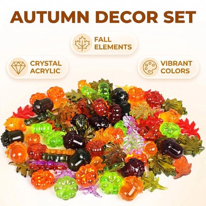HappyFiller Fall Vase Filler Decorative Acrylic Pumpkins Squirrel Acorns Leaves Gems 15 Styles 88 PCS for Party Table Scatters,Harvest Thanksgiving Craft,Sensory Bin Fillers,Home Decor