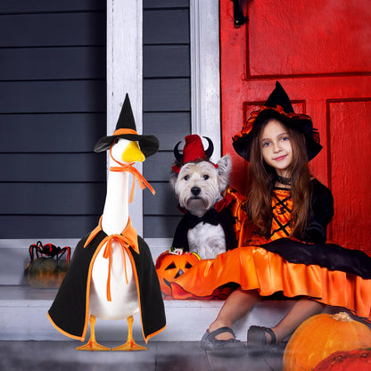 Silicherry Halloween Goose Outfit for 23" Cement Lawn Porch Goose Cloths Plastic Statue Clothing for Yard Lawn Decor(Witch)