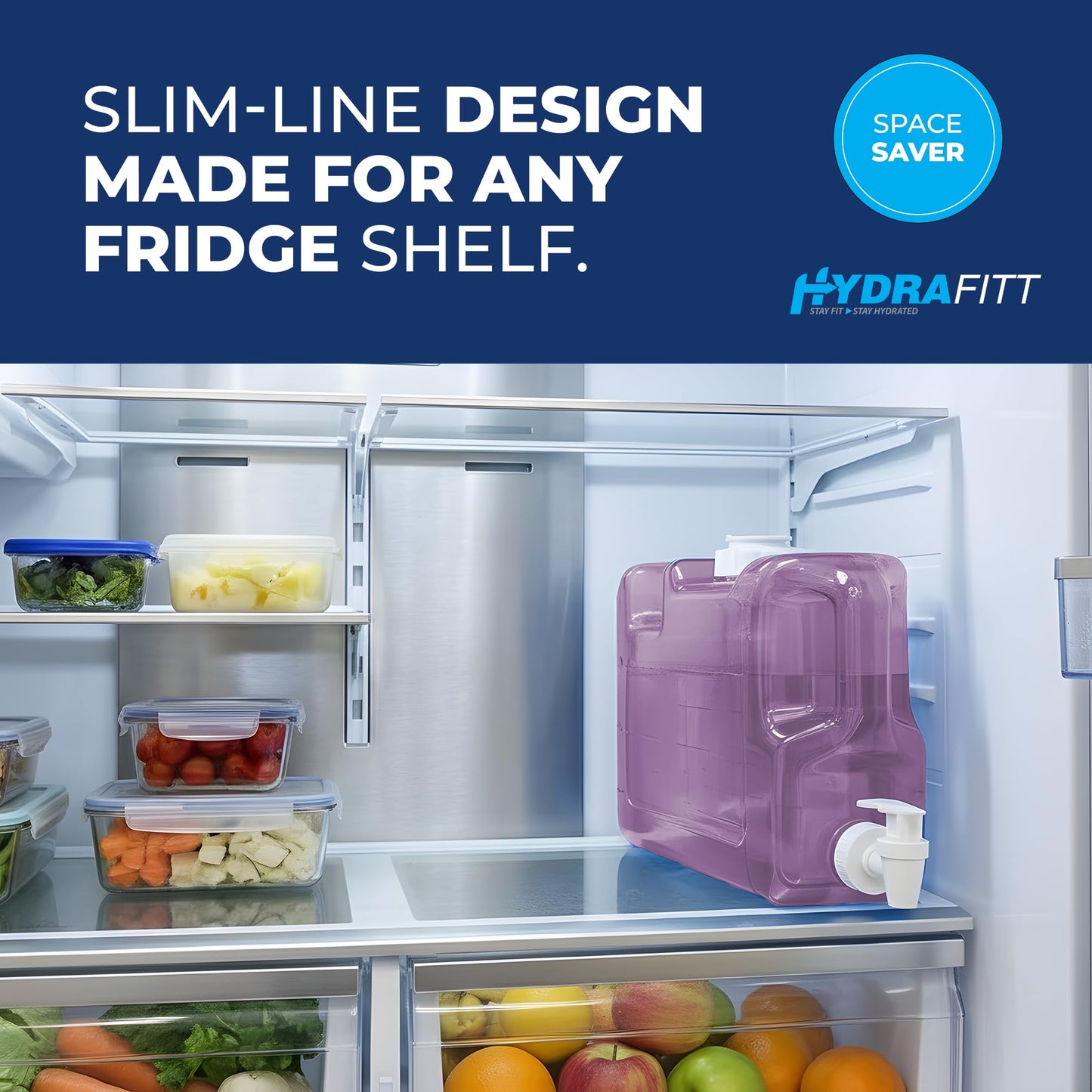 HydraFitt Refrigerator Water Dispenser 1.1 Gallon – Leak-Proof Slim Fridge Water Container with Spigot – BPA-Free Refillable Water Jug (Rose Pink)