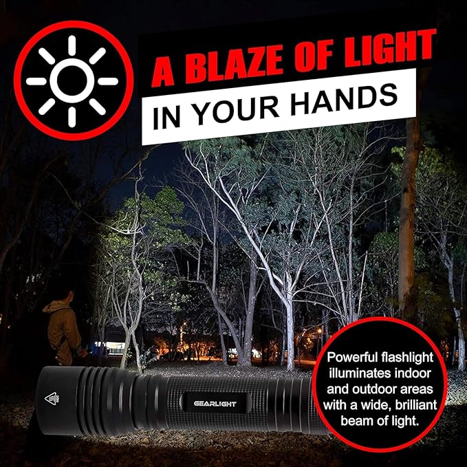 LED Flashlight High Lumens, Tactical Flashlight Battery Powered (Batteries Not Included), Bright Handheld Flashlight for Camping, Hunting, Home, Security, Hiking, Walking at Night & Emergency Use