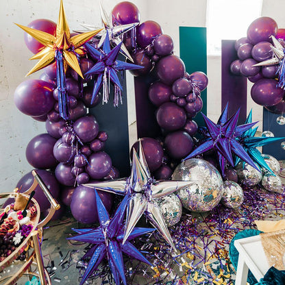 PartyWoo Dark Purple Star Balloons 110pcs Different Sizes 18 12 10 5 Inch Pack 22 Inch Purple Spike Star Explosion Foil Mylar Balloon Arch Kit for Birthday Wedding Party Decorations Purple-Y16