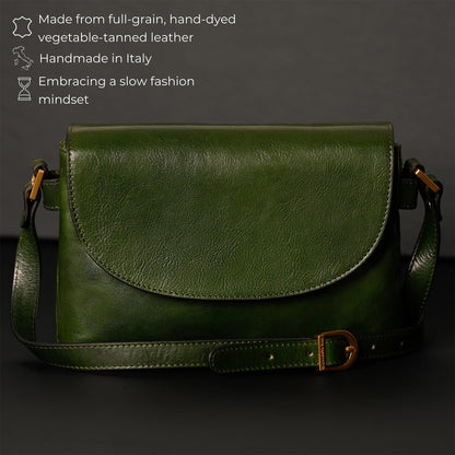 Time Resistance Leather Crossbody Bag for Women - Handbag, Shoulder Bag, Messenger Purse (Green) - Gift Box Included
