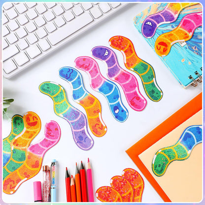 200 Pcs End of the Year Gifts for Students Worm Bookmarks Bulk for Kids Back to School Bookmarks for Students Teachers Classroom Rewards Reading Party Favors for Book Lovers Bookish (Classic)