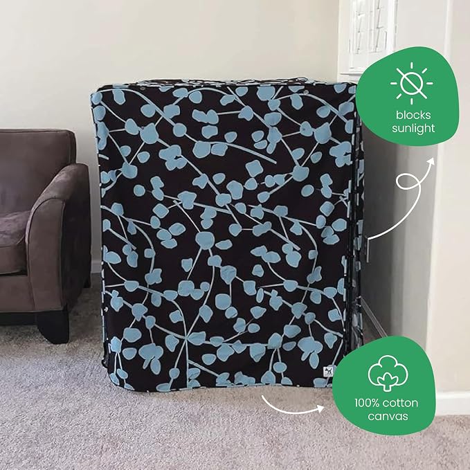 Molly Mutt Your Hand in Mine Dog Crate Cover, 100% Cotton Canvas Cover with 2 Roll-Up Panels, Ideal for Dog or Cat Crate, Durable, Washable, and Free of Harmful Chemicals, 30" x 21" x 24"