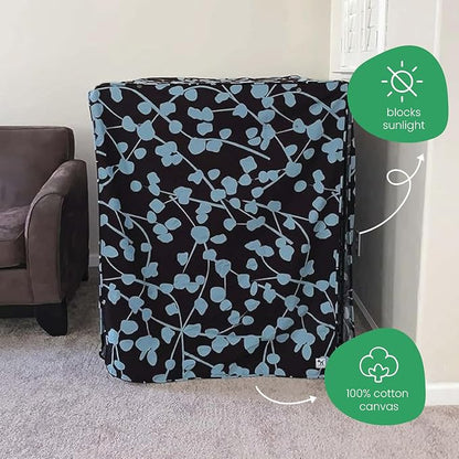 Molly Mutt Your Hand in Mine Dog Crate Cover, 100% Cotton Canvas Cover with 2 Roll-Up Panels, Ideal for Dog or Cat Crate, Durable, Washable, and Free of Harmful Chemicals, 30" x 21" x 24"