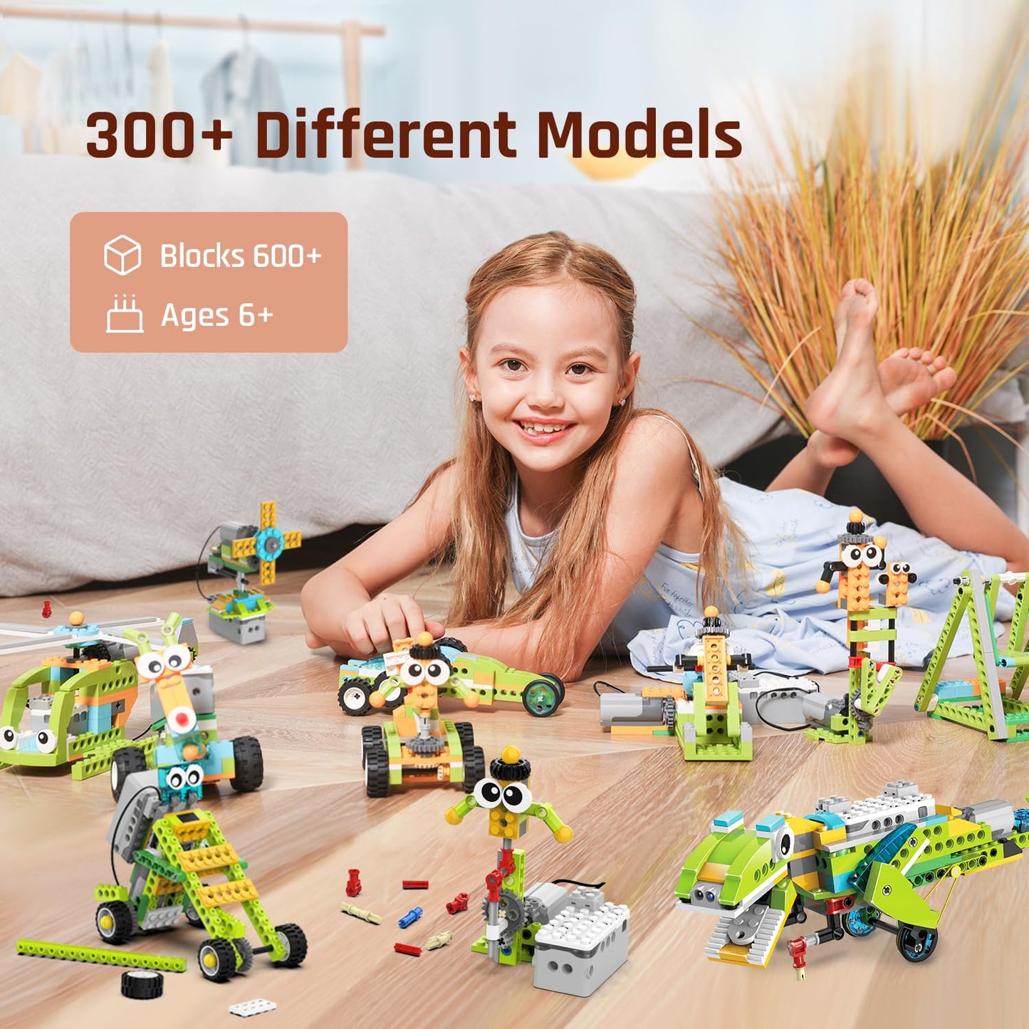 makerzoid Coding Robot Kit for Kids Ages 6+, 200+ in 1 APP Control Dinosaur Robot Toy, Educational Scratch Program Robotic Kit with 47 Video Courses, Toy for Boys Girls(600 Blocks)