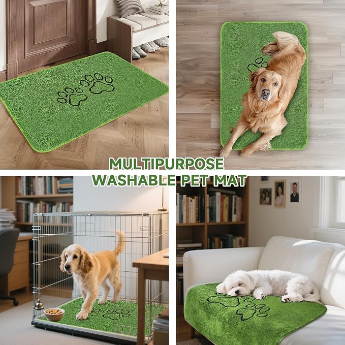 Homimp Washable Pee Pads for Dogs, 1 Pack Super Absorbent Reusable Puppy Pads,Green Long Wool Fake Grass for Potty Training, Upgrade Non-Slip and Leak-Proof,Floor,Couch,Bed and Crate,Green 63"×72"