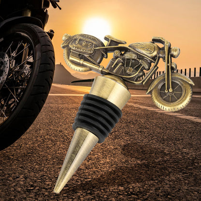 LULLEA Motorcycle Wine Bottle Stopper, Unique Motorcycle Gifts Wine Gifts for Men Women, Father's Day, Christmas, Birthday Gifts for Bikers, Wine Saver, Bronze with Bag