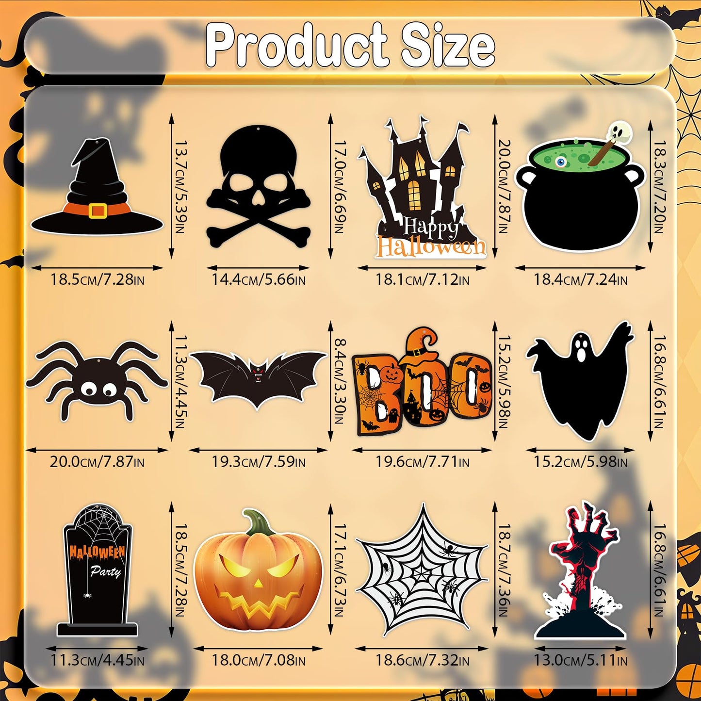 PartyGarden Halloween Hanging Swirl Decorations - 36 Pcs Hanging Spooky Ceiling Decor with Ghost, Pumpkin, Skull for Home, Office, Party