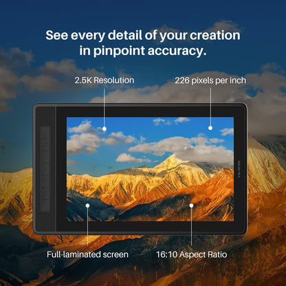 HUION Kamvas Pro 13 2.5K QHD+ Portable Drawing Tablet with Screen | 13.3 Inch, QLED Full Lamination, 99% Adobe RGB, Battery-Free PW517 Stylus for Professional Art & Design, Work with PC, Mac, Android