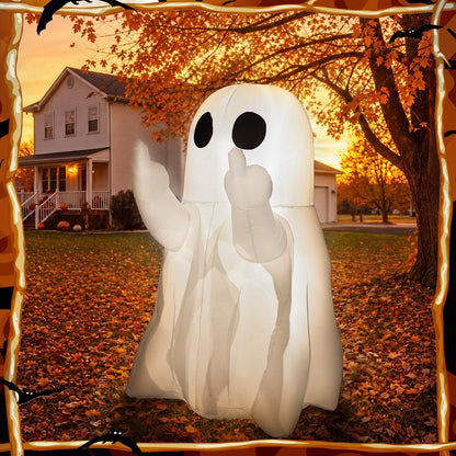 Leyndo 5 FT Halloween Inflatable Ghost Outdoor Decoration Blow Up Ghost Cute Fun Spooky Halloween Inflatable Built in LED Lights for Outdoor Yard Garden Lawn Party Decor(Funny)