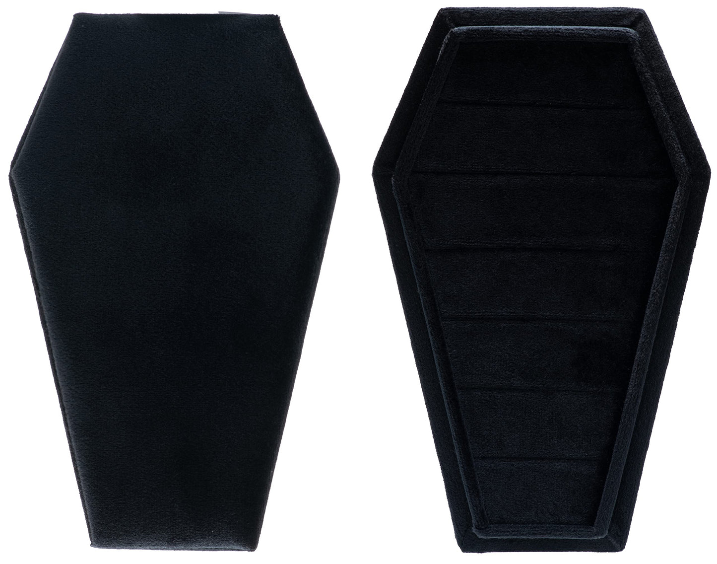 Giftop Large Velvet Coffin Ring Box Jewelry Tray Travel Case Hold Up 15 Rings for Accessories Gothic Home Jewelry Organizer Decorations Goth Decor Gifts (Black)