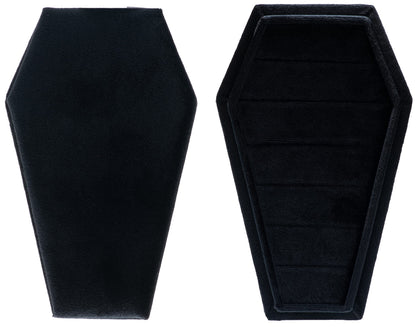 Giftop Large Velvet Coffin Ring Box Jewelry Tray Travel Case Hold Up 15 Rings for Accessories Gothic Home Jewelry Organizer Decorations Goth Decor Gifts (Black)