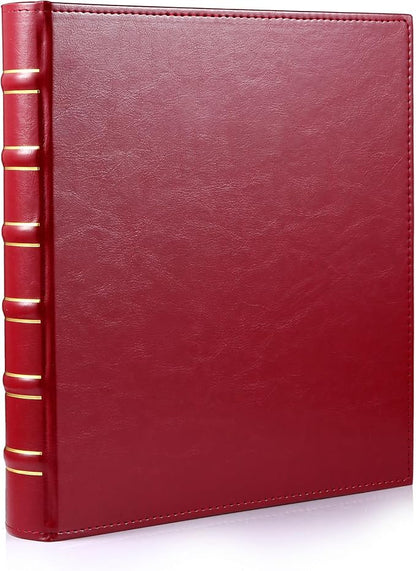 WOT I Vintage Leather Card Binder | Holds 450 Cards, Refillable Leather 3 Ring Binder for MTG/TCG/Sports Cards, Elegant Book-Style Organizer - Red