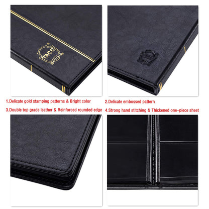 Ettonsun Leather 60-Pocket Dollar Bill Holders for Collectors Paper Money Album Currency Collection Supplies Book Travel Banknote Stamp Storage,Collection Folder for paper souvenirs, Black
