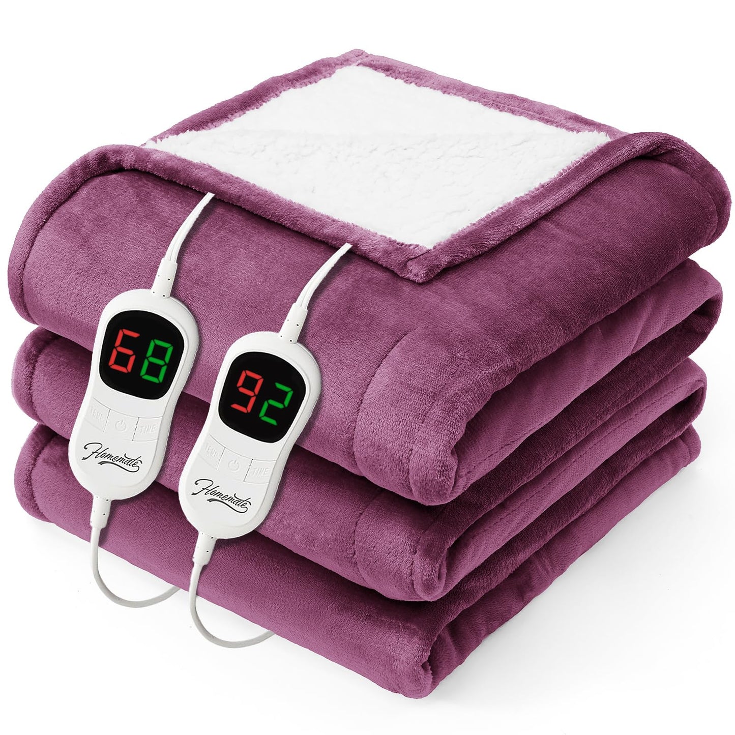Homemate Electric Heated Blanket Twin - 62"x84" Heating Bed Blankets Throw with 10 Heating Levels 8 Hours Auto Off Fast Heating Over-Heated Protection Ultra Soft Warm Flannel ETL Certified Grey