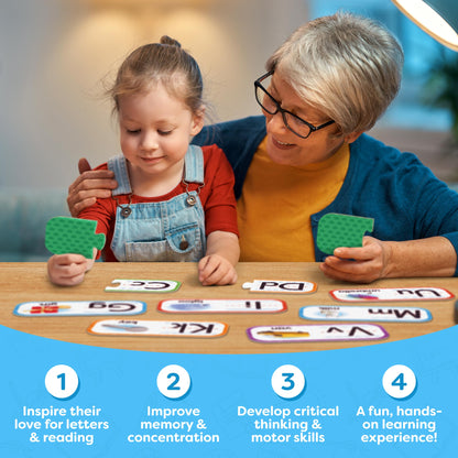 Alphabet Puzzle Games for Kindergarten - 26 Pairs Self-Correcting ABC Puzzle Alphabet Matching Game - ABC Learning for Toddlers Letters Matching Game - Preschool Educational Learning Toys Activities