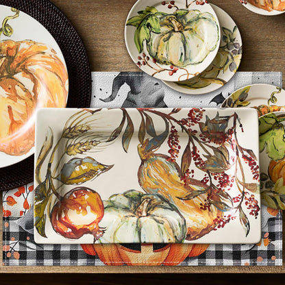 Niviy Buffalo Plaid Bat Ghost Pumpkins Halloween Placemats Set of 4, 12x18 Inch Horror Halloween Table Mats for Holiday Party Kitchen Dining Room Decoration