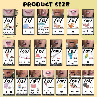 Ireer Composition Book Vowels Sound Wall for Classroom Neutral Phonics Kit, Science of Reading Posters for Classroom Decor, Kindergarten Speech Materials, Phonemic Awareness, Esl Teaching Material