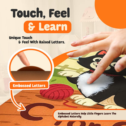 Touch & Feel Textured Animal Flashcards – Montessori Sensory Cards with Embossed Letters for Toddlers | Speech Development, Visual Learning, Travel Friendly Play & Party Favor (Series 1)