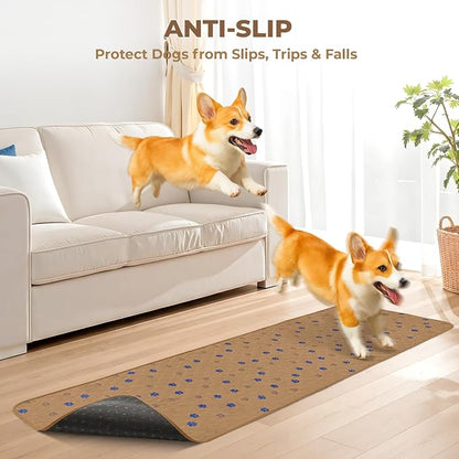 Fostanfly Washable Dog Pee Pads, 1 Pack 24''x96''(2x8ft) Runner Rug, Brown | Machine Washable & Reusable, Strong Absorbent, Leak-proof & Waterproof, Non-Slip, Runner Rug for Hallway, Entryway, Bedroom