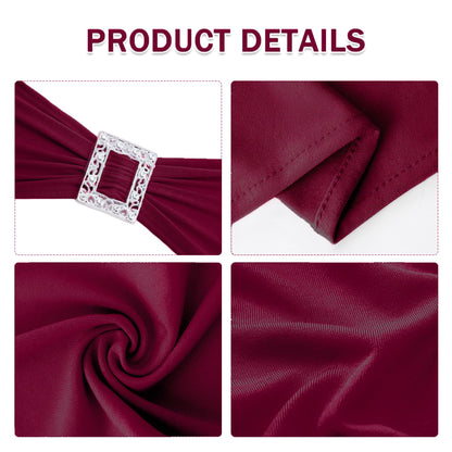 Joccun 60 PCS Spandex Chair Sashes Bows Stretch Chair Cover Band with Buckle Slider Universal Elastic Chair Ties for Wedding Banquet Party Event Decoration (Burgundy)