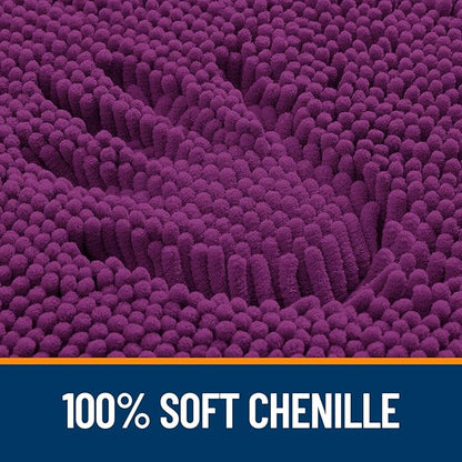 OLANLY Bathroom Rugs 32x20, Extra Soft Absorbent Chenille Bath Rugs, Rubber Backing Quick Dry, Machine Washable Bath Mats for Bathroom Floor, Tub and Shower, Home Decor Accessories, Purple