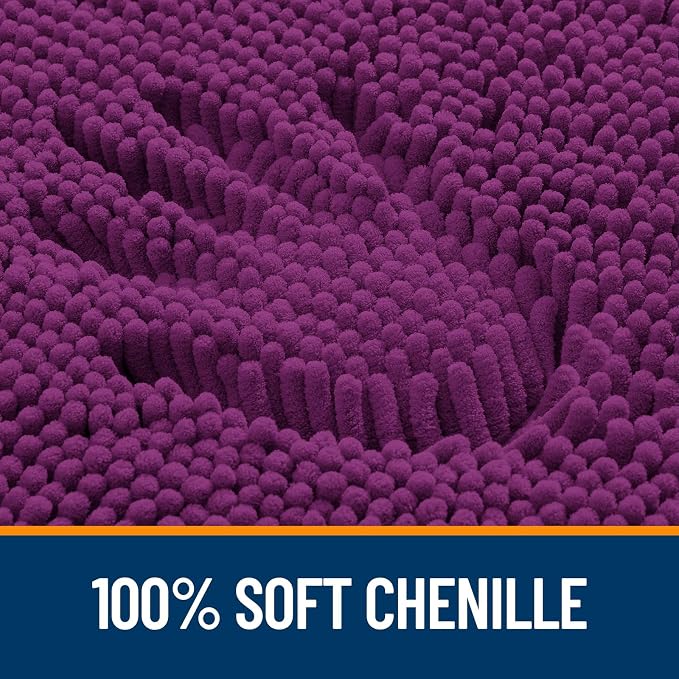 OLANLY Bathroom Rugs 36x24, Extra Soft Absorbent Chenille Bath Rugs, Rubber Backing Quick Dry, Machine Washable Bath Mats for Bathroom Floor, Tub and Shower, Home Decor Accessories, Purple
