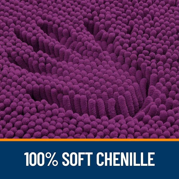 OLANLY Bathroom Runner Rugs 44x24, Extra Soft Absorbent Chenille Bath Rugs, Rubber Backing Quick Dry, Machine Washable Long Bath Mats for Bathroom Floor, Tub and Shower, Home Decor Accessories, Purple
