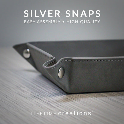 Lifetime Creations Personalized Valet Tray (Brown) - Custom Engraved Vegan Leather Snap Catchall, Gifts for Groomsmen