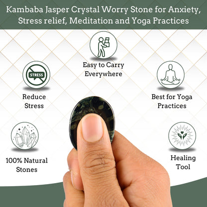 Anaya Agate Kambaba Jasper Worry Stones Certified Crystal Thumb Worry Stone for Anguish, Relaxing and Soothing Balance Stones for Meditation, Stress Relief Crystals and Healing Stones for Men, Women