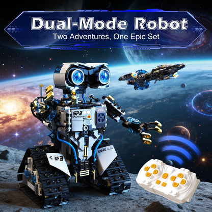 DADMCFD STEM Space Robot Building Kit for Kids Ages 8-12 with Remote Control, Technic Coding Robotic Toys for 8-14 Year Old Boys Girls, Buildable 2 in1 Models with 1468 PCS