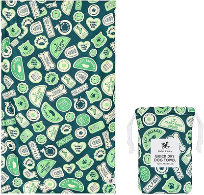 Dock & Bay Pet Towel - Super Absorbent & Quick Drying Dog Towels with Bag - 100% Recycled - Dog & Bay Club, Large (120x70cm, 47x27)