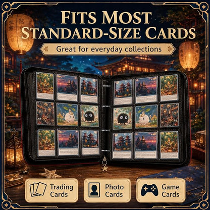 1008 Cute Card Binder 9 Pocket, 3-Ring Trading Card Binder with 56 Page Removable Sleeves, High Storage Waterproof Trading Card Holder Collection Card Album Organizer Case for TCG Cards - Star