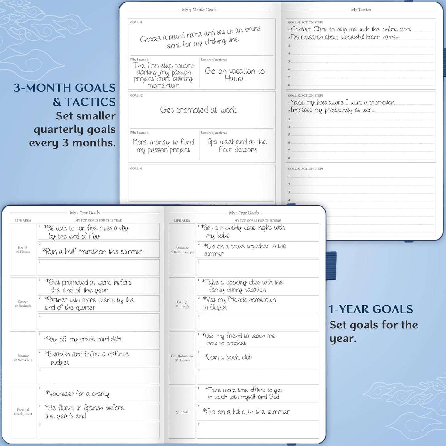 Legend Planner Hourly Schedule Edition – Deluxe Weekly & Daily Organizer with Time Slots. Time Management Appointment Book Journal for Work & Personal Life, Undated, A5 Hardcover – Blue Debossed