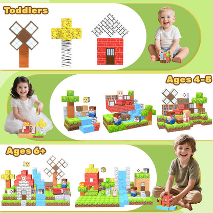 LionFuny 150PCS Magnetic Blocks,Magnetic Building Blocks,Magnet Blocks 3D Building Set for Kids Toddlers Boys,STEM Sensory Educational Stacking Christmas Toys Gifts for 3 4 5 6 7 8 9+ Year Old